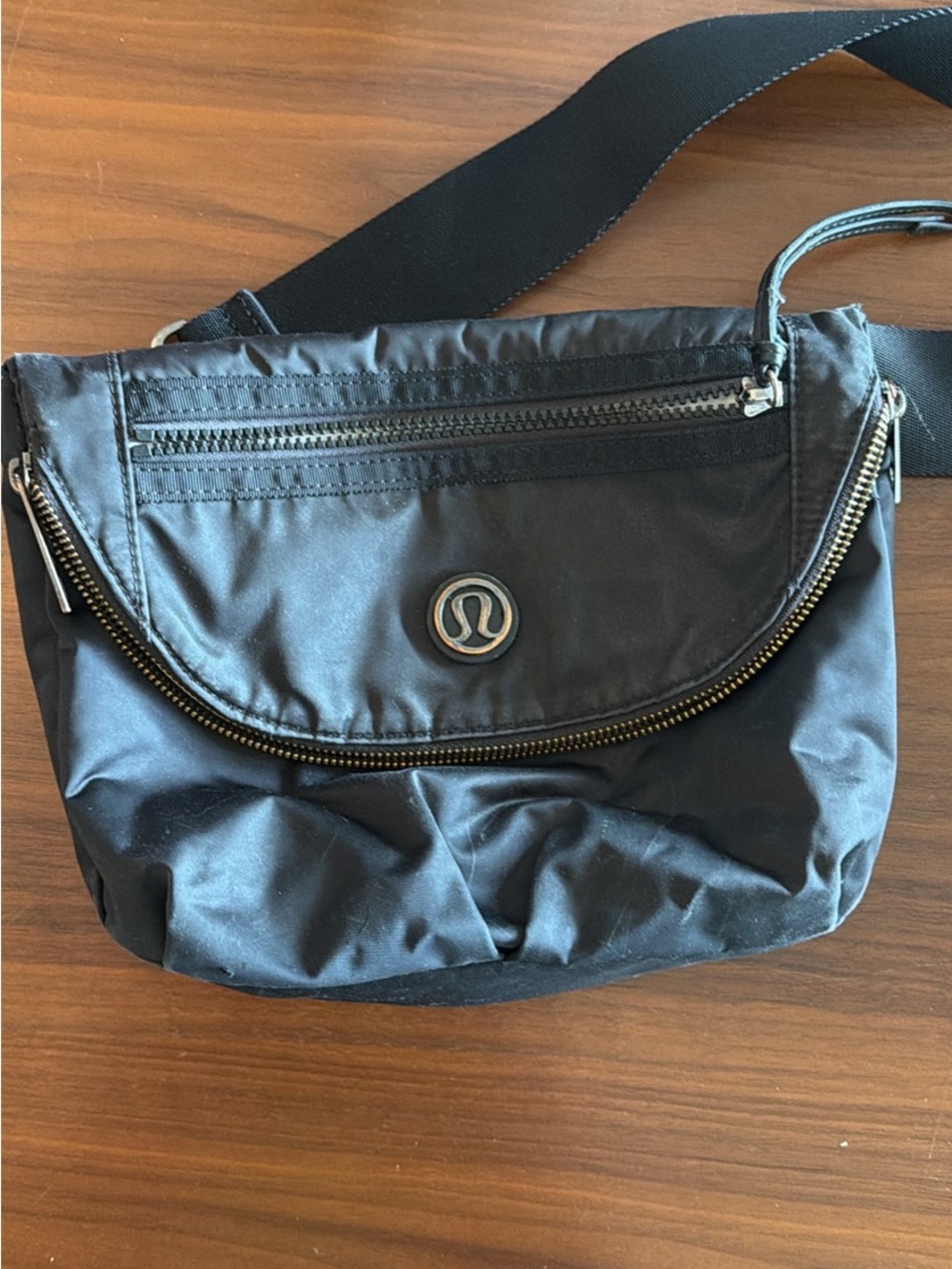lululemon athletica Black Nylon Crossbody Bag with Zip Detail